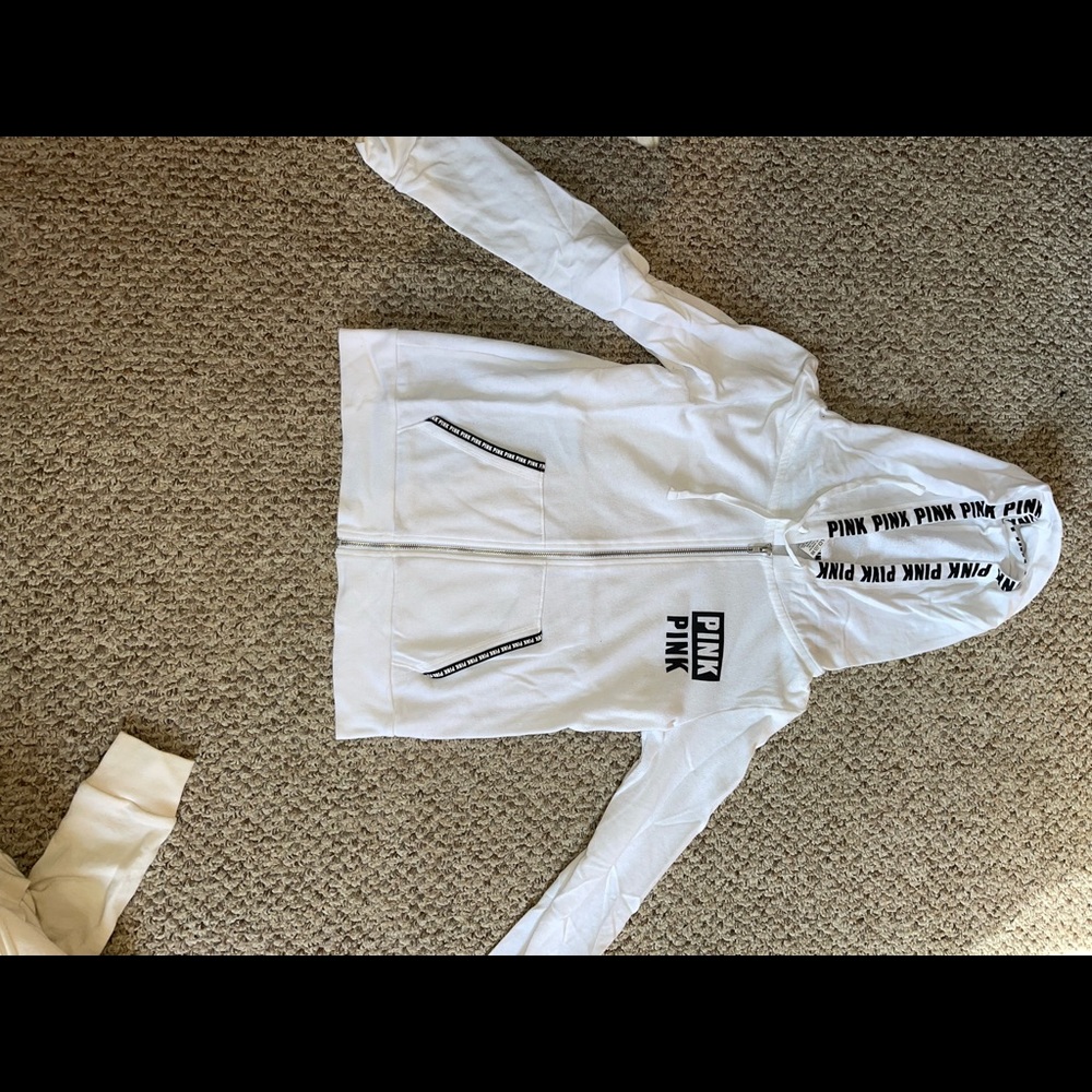 2 Victoria Secret hoodie sweatshirts size small and medium.